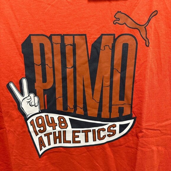 Puma Mens‎ Size M Fall Foliage Orange Graphic Crew Neck Short Sleeve T-Shirt NWT - Picture 4 of 12